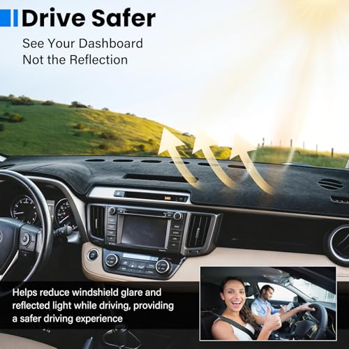 Dash Cover Mat Compatible with Toyota Rav4 2013 2014 2015 2016 2017 2018 Car Interior Dashboard Cover Mat Nonslip Dashmat Sunshade Glare UV Rays Protector Accessories Custom Fit - size: Compatible with Rav4 2013-2018