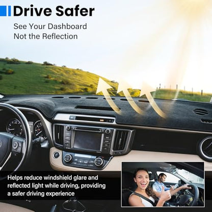 Dash Cover Mat Compatible with Toyota Rav4 2013 2014 2015 2016 2017 2018 Car Interior Dashboard Cover Mat Nonslip Dashmat Sunshade Glare UV Rays Protector Accessories Custom Fit - size: Compatible with Rav4 2013-2018