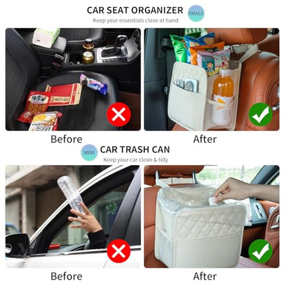 2Pack Car Seat Back Hanging Bag Car Document Holder Multi-Pocket Bottle Bag Storage Box Organizer Travel Tidy Pouch Pocket Kids Beige - color: Beige C x2