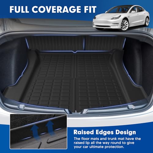 Mixsuper Cargo Liner for Tesla Model 3 2017-2023, All Weather Trunk Mat Backrest Mat TPE Back Seat Cover Protector for Model3 Accessories - size: 17-23 |Model3| Cargo & Backrest Mat