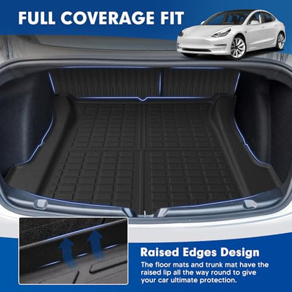 Mixsuper Cargo Liner for Tesla Model 3 2017-2023, All Weather Trunk Mat Backrest Mat TPE Back Seat Cover Protector for Model3 Accessories - size: 17-23 |Model3| Cargo & Backrest Mat