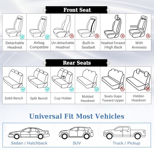 Coverado Car Seat Covers Full Set, Luxury Faux Leather Waterproof Seat Cover, Front and Back Car Seat Protector, Universal 5 Seat Leather Seat Cushion, Carseat Cover Fit Most Cars, Coffee - color: A-Coffee, size: Full Set