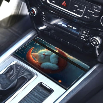 Car Registration and Insurance Holder for Women Men,Automobile License Document Card Holders Vehicle Glove Box Organizer Leather Accessories Driver Essential,Cat Sleeping on Moon - color: Cat Sleeping on Moon