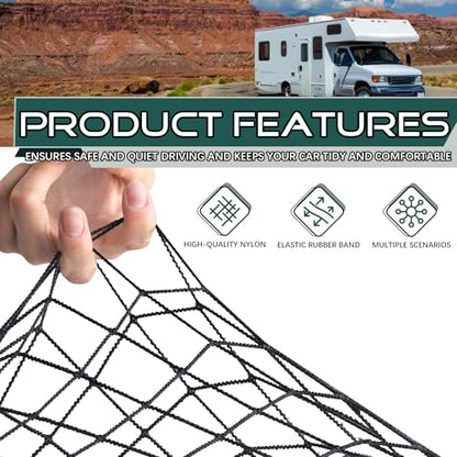 JINGKE 2 Pcs Small Cargo Net Pocket Elastic Mesh Netting Car Mesh Pouch with Screws and Hooks for Trunk RV Boats Home Cargo Storage (23.6'' x 9.8'') - size: 23.6'' x 9.8''