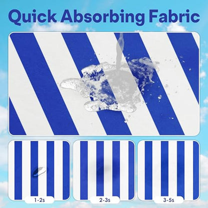 2 Pack Car Seat Towel Covers, Sweat Protector for Front Seats, Premium Thickened Microfiber with Blue and White Stripes, Breathable & Quick Dry, Machine Washable Cover for Gym Running Universal Fit - color: Blue and White Stripes