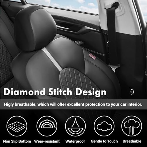 Coverado Car Seat Cover Protector Front Seats - color: Black-White(Lether), size: Front
