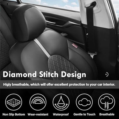 Coverado Car Seat Cover Protector Front Seats - color: Black-White(Lether), size: Front