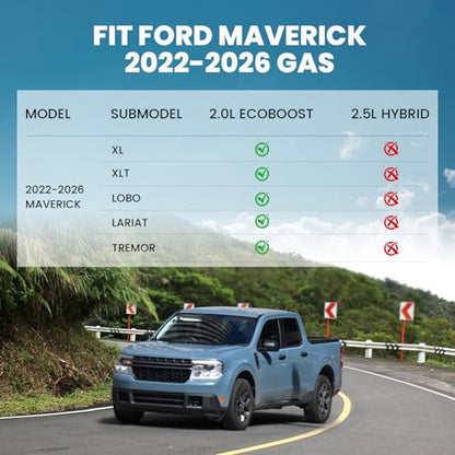 LASFIT Floor Mats for Ford Maverick 2022-2025 2026 (for EcoBoost Gasoline Models Only) All Weather Car Floor Pretoctor TPE Truck Liners for Ford Maverick Gas, 1st & 2nd Row Black - style: 6) Maverick Gasoline| 22-26 | 2Rows