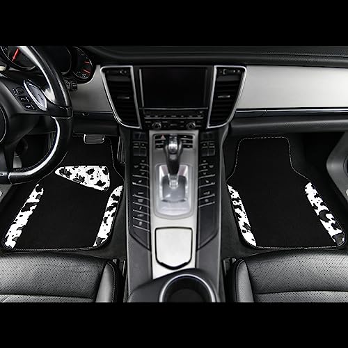 CAR PASS Waterproof Universal 3 Row Car Floor Mats, Cow Print Car Mats Fit for SUV,Vans,sedans, Trucks,Set of 3 Row Vehicles Car Carpet with Heel Pad and Nibs Backing, Cute Women Girly (Black White) - color: Cow Print（3Row）