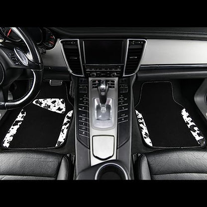 CAR PASS Waterproof Universal 3Pcs Car Floor Mats, Cow Print Car Mats Fit for SUV,Vans,sedans, Trucks,Set of Vehicles Car Carpet with Driver Heel Pad and Nibs Backing, Cute Women Girly (Black White) - color: Cow Print（3Pcs）