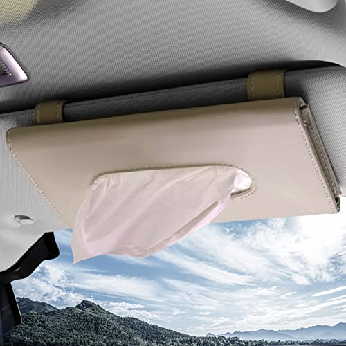 Khaki Car Tissue Refill Holder for Sun Visor, Hanging Tissue Clip, PU Leather - color: Classical Style, Khaki