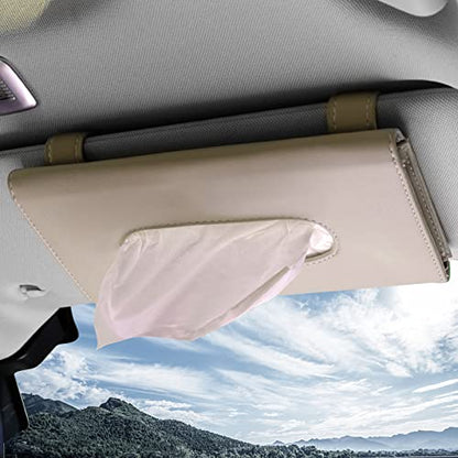 Khaki Car Tissue Refill Holder for Sun Visor, Hanging Tissue Clip, PU Leather - color: Classical Style, Khaki