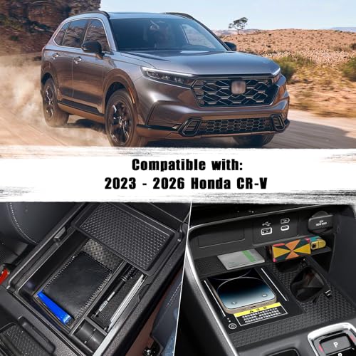 2PCS Center Console Organizer Tray and Armrest Storage Box Compatible with 2026 2025 2024 2023 Honda CRV Accessories Insert Secondary Storage Box with ABS Material - size: 2 Pcs Center Console Organizer