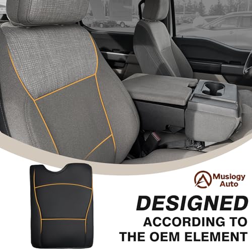Center Console Armrest Cover Fit for Ford F-150 F150 2015-2026 & F250 F350 F450 2017-2026 Accessories, Comfort Armrest Pad Console Lid Cushion Vegan Leather Regular Thick(Jump Seat ONLY) - size: 2) 15-25 |F150| Jump Seat, Regular