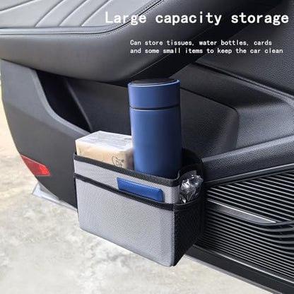 Car Trash Can, Foldable Multifunctional Hanging Storage Box Trash Can with a Roll of Garbage Bag, Multi Pocket Design Suitable for Car, Home, and Office Car Trash Cans (Black)