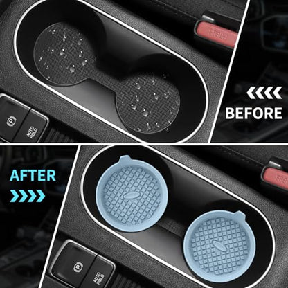 Car Cup Holder Coasters [4 Pack] Silicone Cups Mats, Automotive Universal Non-Slip Recessed Interior Accessories Ether - color: 4 Pack-ether