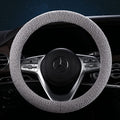 Furry Winter Car Steering Wheel Cover for Women, Soft Fleece Plush Warm Universal Auto Accessories for Jeep, Truck, Van, F150, Fuzzy, Anti Slip, Gray, Large Size, 15.2-16in