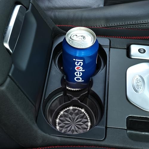 Car Cup Coaster Universal Non-Slip Cup Holders Bling Crystal Rhinestone Car Interior Accessories 2 Pack Black Flower - color: Black Flower, size: 2 Pack