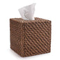 Rattan Tissue Box Cover Natural Woven Facial Napkin Holder Square (Honey Brown, 5.5x5.5x5.9 Inch) - color: Honey Brown