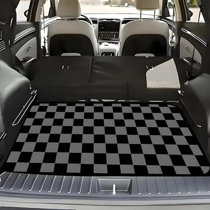 Universal Car Trunk Mat 29" x 39", Black and Gray Plaid All Weather Durable Cargo Mat Protector for SUV, Truck, Van | Stylish Cargo Liner Cover Leopard Print Car Accessories - color: Black and Gray Plaid