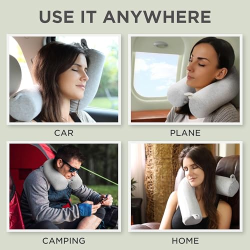 Dot&Dot Twist Memory Foam Travel Pillow, Bendable Neck Pillow for Airplane, Car and Home, 26-Inch Adjustable Roll, Neck Support, Chin, Lumbar and Leg