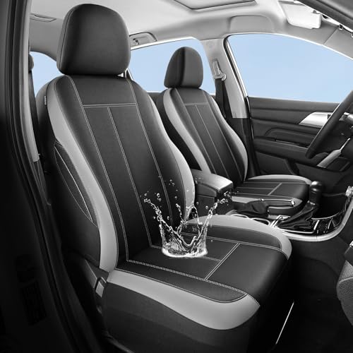 HChengkikz Car Seat Covers Full Set, Waterproof Neoprene Car seat Covers, Airbag Compatibable, All Season Protection Universal for Most Cars, Trucks, SUVs (Black + LightGray) - color: N816 Black Lightgray, size: Full Set