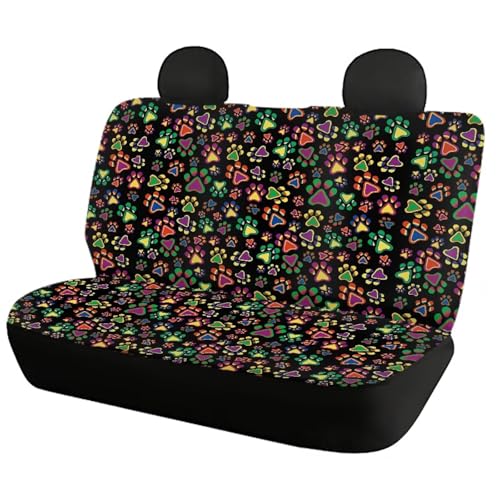 Howilath Hippie Style Dog Paw Print Universal Fit Car Seat Cover Set of 4 Front Back Seat Cushion Protectors Auto Accessories for Men Women - color: Hippie Style Dog Paw Print