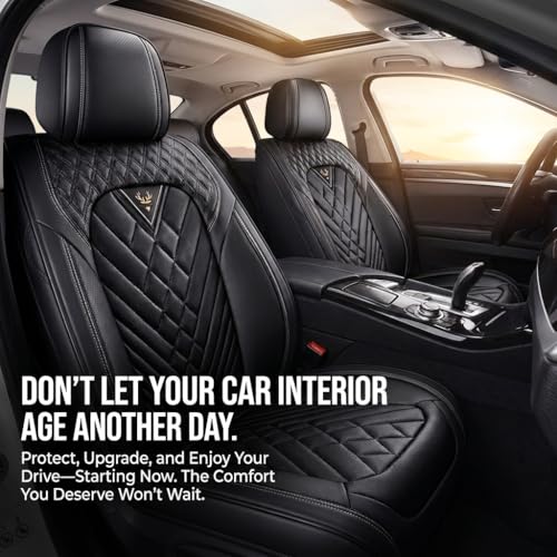 Car Seat Covers for Equinox 2010-2026, Leather Car Seat Covers Full Set, Luxury Diamond Pattern, Breathable Automotive Seat Covers, Black - size: Equinox Full Set