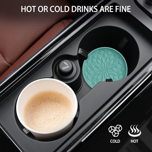 Car Coasters for Cup Holders [4 Pack] - 2.75in Silicone Auto Mug Mats - Universal Non-Slip Recessed Car Interior Accessories Teal Blue - color: 4pack-teal Blue