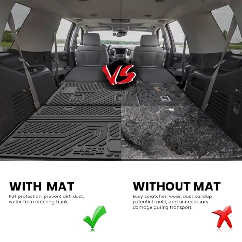 LASFIT Trunk Mat with Backrest Mat 2015-2020 for Chevrolet Chevy Tahoe/GMC Yukon (Only Yukon, Not Fit Yukon XL)/Cadillac Escalade (Only Escalade, Not Fit Escalade ESV), All Weather TPE Custom Fit - size: Cargo Liner for Tahoe/Yukon/Escalade 2015-2020
