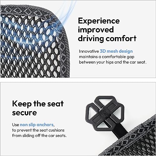 carrotez 2 Pack Double Breathable 3D Air Mesh Cool Seat Cushion Pad for Cars Seats, Home Office Chairs, Wheelchairs, 17.75" x 17.75" - Black