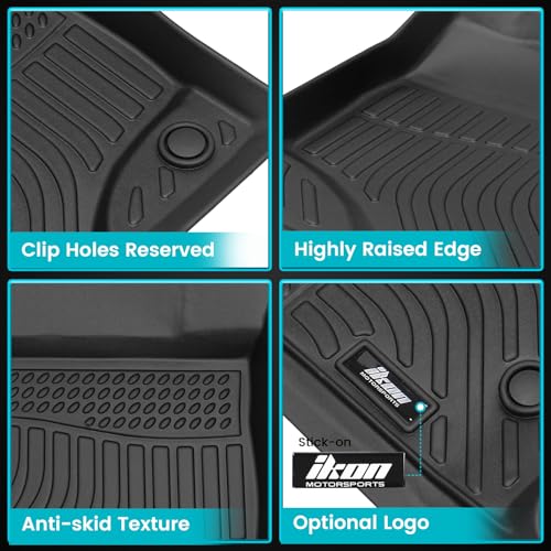 FREEMOTOR802 Compatible with 2009-2014 Ford F-150 Super Crew Cab Floor Mats, Black 3D Molded Carpets Liner 1st 2nd Row Pad 3PC TPE Thermo Plastic Elastomer All Weather Protector - size: For Ford F-150 Super Crew Cab 2009-2014
