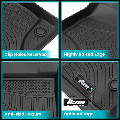 FREEMOTOR802 Compatible with 2009-2014 Ford F-150 Super Crew Cab Floor Mats, Black 3D Molded Carpets Liner 1st 2nd Row Pad 3PC TPE Thermo Plastic Elastomer All Weather Protector - size: For Ford F-150 Super Crew Cab 2009-2014