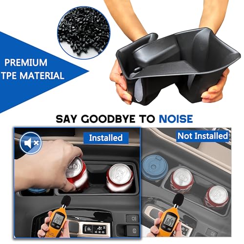 2PCS Center Console Cup Holder Inserts for 2024 2025 2026 Toyota Grand Highlander Accessories TPE Cup Holder Protector Drink Holder Coaster Liner for Grand Highlander Interior Black - size: for Grand Highlander 2024-2026