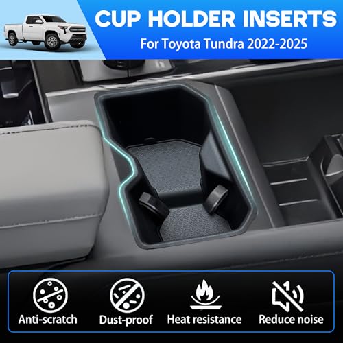 Cup Holder Insert for Toyota Tundra Accessories 2022 2023 2024 2025 2026 (SR/SR5/Limited/TRD Pro Only) Center Console Cup Holder TPE Drink Bottle Holder Organizer Cupholder Protector - size: for Toyota Tundra 2022-2025