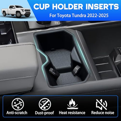 Cup Holder Insert for Toyota Tundra Accessories 2022 2023 2024 2025 2026 (SR/SR5/Limited/TRD Pro Only) Center Console Cup Holder TPE Drink Bottle Holder Organizer Cupholder Protector - size: for Toyota Tundra 2022-2025