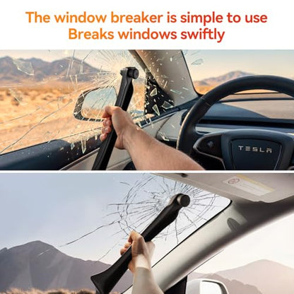 Car Seat Gap Filler with Emergency Window Breaker, Premium Silicone Seat Gap Organizer, Prevents Items from Falling, Universal Fit for All Cars, 2 Pack