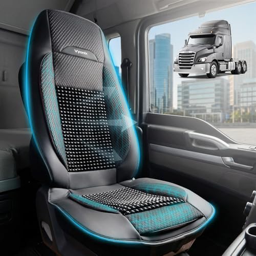 Semi Truck Beaded Seat Covers (Black, 1-Pack), Cooling Car Seat Cushion for Back Support, Anti-Sweat Truck Seat Covers, Universal Fit for Volvo, Kenworth, Freightliner