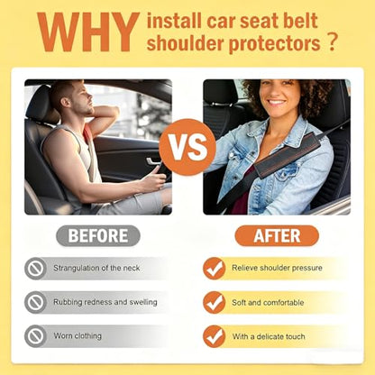 Seat Belt Pads Leather Seat Belt Covers More Comfort Driving Cushion Helps Protect Your Neck and Shoulders Suit for Car, Truck, SUV, Airplane,Camera Backpack Straps-2Pcs - color: Red