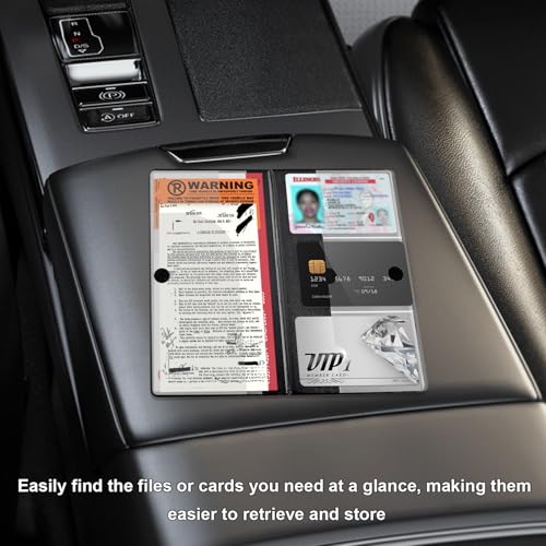 Car Registration and Insurance Holder, 9.6"x5.2" Auto Glove Box Card Organizer with Sticky Closure, Waterproof Vehicle Document Organizer Glove Box Wallet Case for Women Men (Small Car, Black)