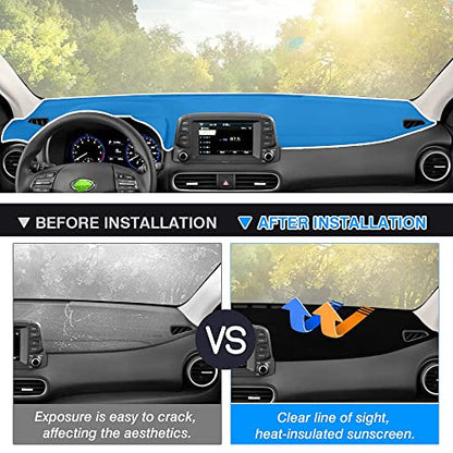 Autorder Dashboard Cover Mat for Hyundai Kona 2018-2021 2022 2023 Accessories Dash Cover Flannel Dash Mat Sunshade Glare UV Rays Protector (Without Hud) - size: 2018-2023 Hyundai Kona