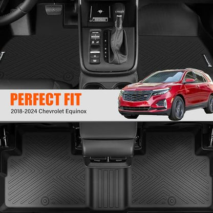 Floor Mats &Trunk Mat for 2018-2024 Chevrolet Equinox/GMC Terrain with Backrest Mat All Weather TPE Rubber Cargo Liner Back Seat Protector for 2024 Chevy Equinox Accessories - size: for 2018-2024 Chevrolet Equinox All Mats