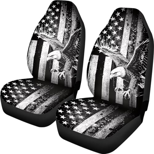 INSTANTARTS 250th US Flag Front Car Seat Covers Two Front Seats Only 2PCS Soft Automotive Vehicle Seat Cover Fit for Most Cars, SUV,Truck - color: 250th Eagle US Flag