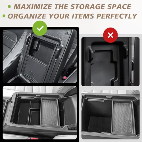 Center Console Organizer Compatible with 2023 2024 2025 2026 Honda CRV & CRV Hybrid Tray & Armrest Hidden Storage Compartment 2PCS Set(Console Tray+Hidden Organizer) - style: Console Organizer & Hidden Compartment