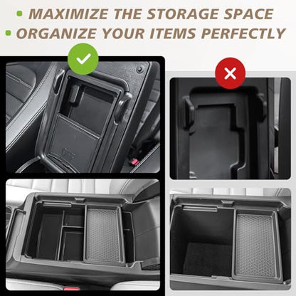 Center Console Organizer Compatible with 2023 2024 2025 2026 Honda CRV & CRV Hybrid Tray & Armrest Hidden Storage Compartment 2PCS Set(Console Tray+Hidden Organizer) - style: Console Organizer & Hidden Compartment