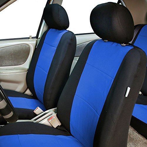 FH Group Waterproof Neoprene Car Seat Covers Front Set – Universal Fit Front Seat Covers with Storage Pockets, Airbag Compatible Automotive Seat Covers for Cars, SUVs & Vans, Blue - color: Blue, style: Front Set
