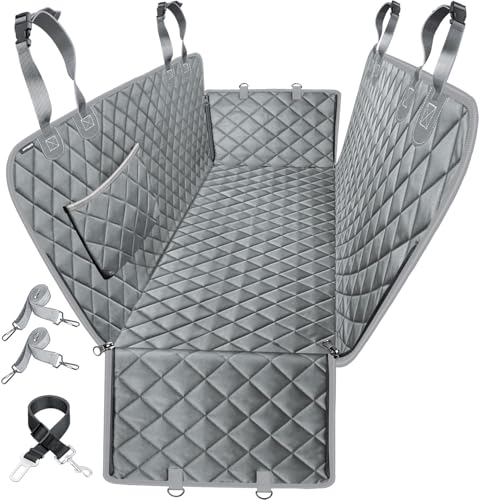 URPOWER Dog Car Seat Cover for Pets 100% Waterproof Seat Cover Hammock 600D Heavy Duty Scratch Proof Nonslip Durable Soft Back Seat Covers for Full Size Trucks - color: Grey, size: XL - 60" Length