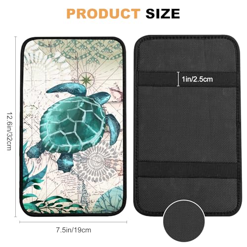 Universal Car Center Console Cushion Pad,Sea Turtle 2 Car Armrest Pad Car Armrest Seat Box Cover Protector for Most Vehicle, SUV, Truck, Car - color: Sea turtle 2