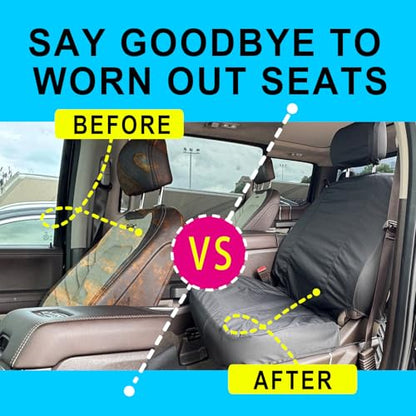 Universal Nylon Canvas Fitted Bucket Seat Cover, Cut-Resistant & Waterproof Front Seat Protector for Trucks (Black) - color: Black