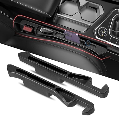 Car Seat Gap Filler 2Pack, Inserts Between Seats Console with Organizer Storage Upgraded Phone Holder Car Side Seat Gap Fillers Cars Front Seats Fill Plug Car Essentials for Vehicle SUV Truck (Black) - color: Black